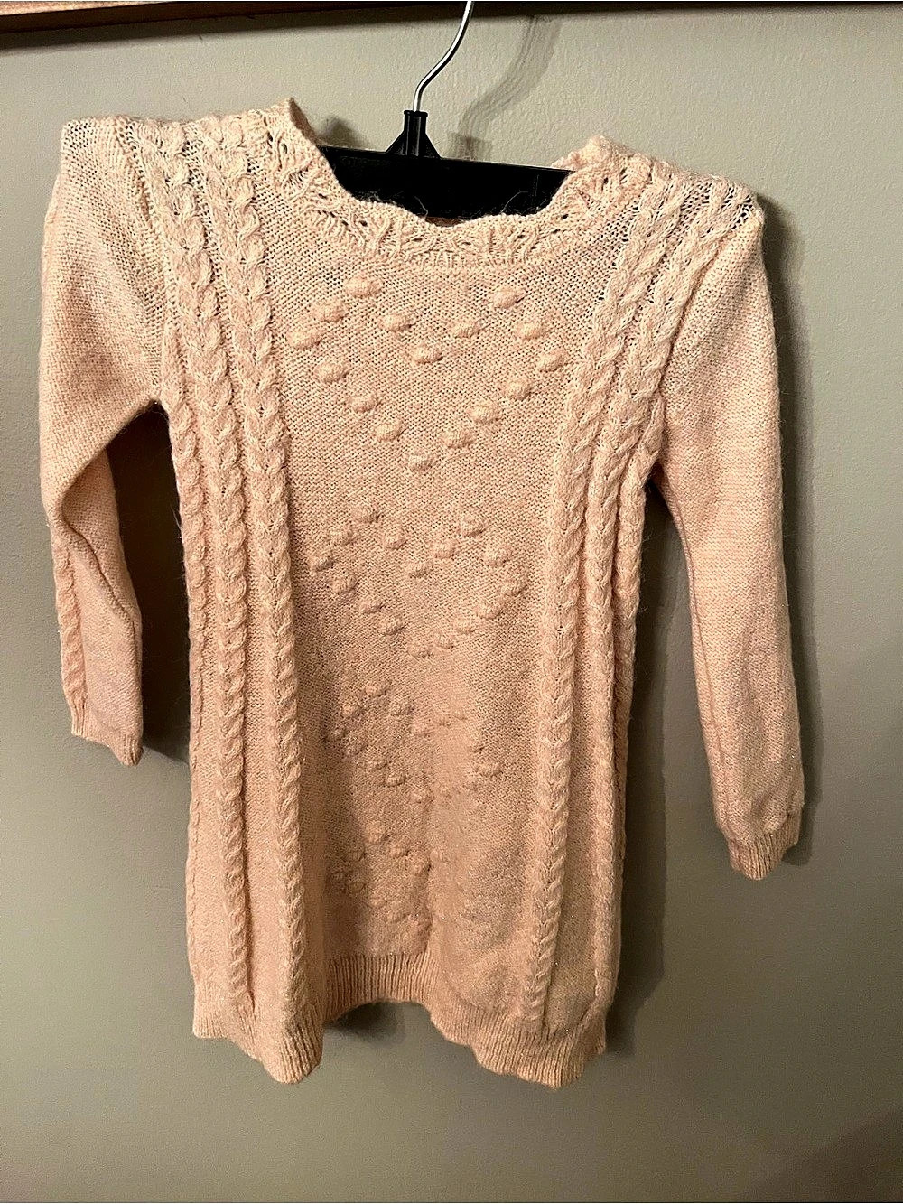 Happily Grey Cable Knit Dress Pink Size 3T